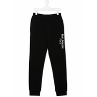 Balmain Kids Calça esportiva com estampa de logo - Preto