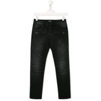 Balmain Kids Calça jeans com efeito desbotado - Preto