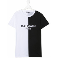 Balmain Kids Camiseta bicolor com estampa de logo - Preto