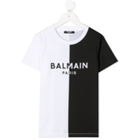 Balmain Kids Camiseta bicolor com mangas curtas - Preto
