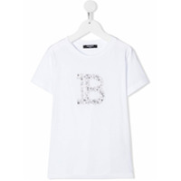 Balmain Kids Camiseta com aplicação de cristais - Branco