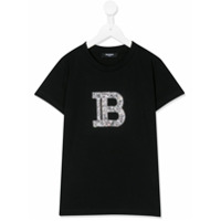 Balmain Kids Camiseta com aplicação de cristal - Preto