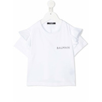 Balmain Kids Camiseta com babados nas mangas - Branco