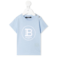 Balmain Kids Camiseta com estampa de logo - Azul