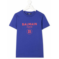 Balmain Kids Camiseta com estampa de logo - Azul