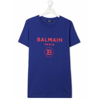 Balmain Kids Camiseta com estampa de logo - Azul