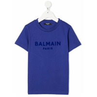 Balmain Kids Camiseta com estampa de logo - Azul