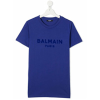 Balmain Kids Camiseta com estampa de logo - Azul