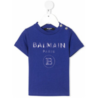 Balmain Kids Camiseta com estampa de logo - Azul