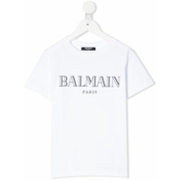 Balmain Kids Camiseta com estampa de logo branca - Branco