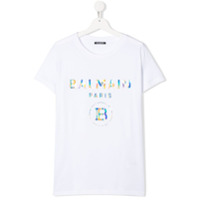 Balmain Kids Camiseta com estampa de logo - Branco