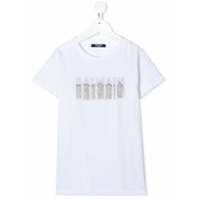 Balmain Kids Camiseta com estampa de logo - Branco