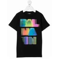 Balmain Kids Camiseta com estampa de logo gráfico - Preto
