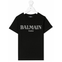 Balmain Kids Camiseta com estampa de logo preta - Preto