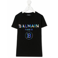 Balmain Kids Camiseta com estampa de logo - Preto