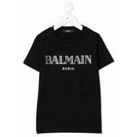Balmain Kids Camiseta com estampa de logo - Preto