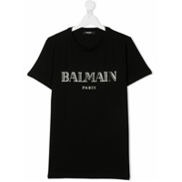 Balmain Kids Camiseta com estampa de logo - Preto