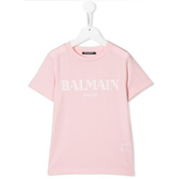 Balmain Kids Camiseta com estampa de logo - Rosa