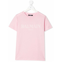 Balmain Kids Camiseta com estampa de logo - Rosa