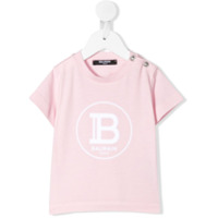 Balmain Kids Camiseta com estampa de logo - Rosa