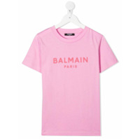 Balmain Kids Camiseta com estampa de logo - Rosa