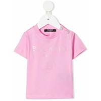 Balmain Kids Camiseta com estampa de logo - Rosa