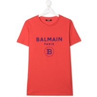 Balmain Kids Camiseta com estampa de logo - Vermelho