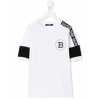 Balmain Kids Camiseta com listra de logo - Branco