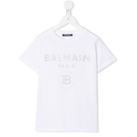 Balmain Kids Camiseta com logo contrastante - Branco