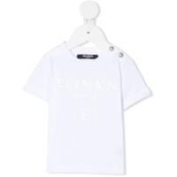 Balmain Kids Camiseta com logo e detalhe de botões - Branco