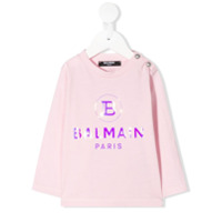 Balmain Kids Camiseta com logo reflexivo - Rosa