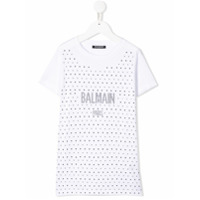 Balmain Kids Camiseta com tachas e logo - Branco