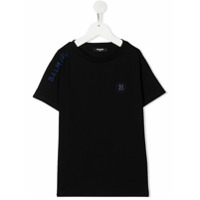 Balmain Kids Camiseta de algodão com logo bordado - Azul