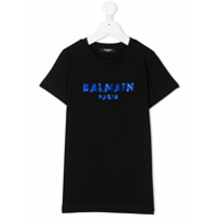 Balmain Kids Camiseta decote careca com aplicação de paetês - Preto