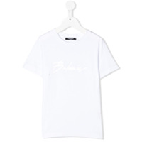 Balmain Kids Camiseta decote careca com estampa do logo - Branco