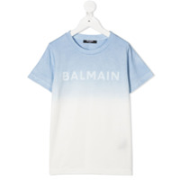 Balmain Kids Camiseta degradê com estampa de logo - Azul