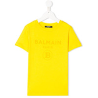 Balmain Kids Camiseta gola redonda com estampa de logo - Amarelo