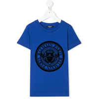 Balmain Kids Camiseta gola redonda com estampa de logo - Azul