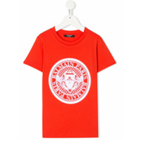 Balmain Kids Camiseta gola redonda com estampa de logo - Laranja