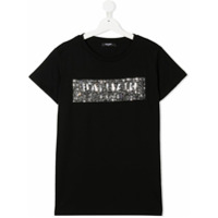 Balmain Kids Camiseta mangas curtas com aplicação de logo - Preto