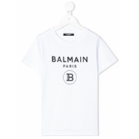 Balmain Kids Camiseta mangas curtas com estampa de logo - Branco