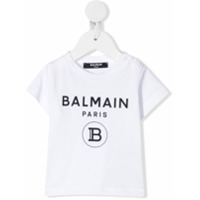 Balmain Kids Camiseta mangas curtas com estampa de logo - Branco
