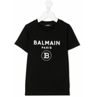 Balmain Kids Camiseta mangas curtas com estampa de logo - Preto