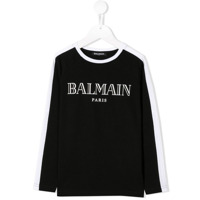 Balmain Kids Camiseta mangas longas com estampa de logo - Preto