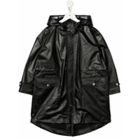 Balmain Kids Casaco impermeável com bolsos e capuz - Preto