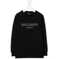 Balmain Kids embroidered logo cotton sweatshirt - Preto
