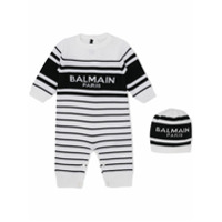 Balmain Kids Macacão de bebê com listras - Branco