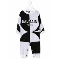 Balmain Kids Macacão de bebê de tricô com logo - Preto