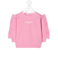 Balmain Kids Moletom com babados nas mangas - Rosa