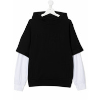 Balmain Kids Moletom com capuz e sobreposição nas mangas - Preto